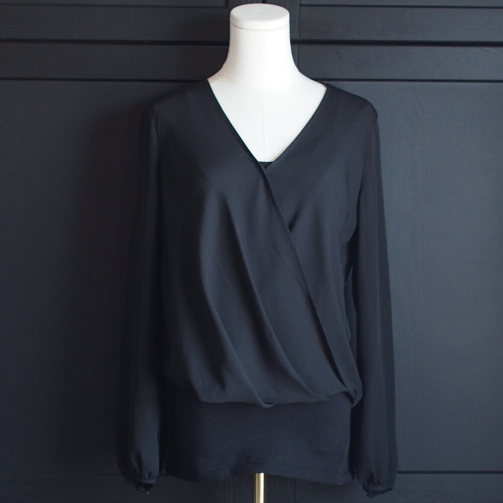 Banana Republic | NWT Wrap V-Neck Blouse in Black